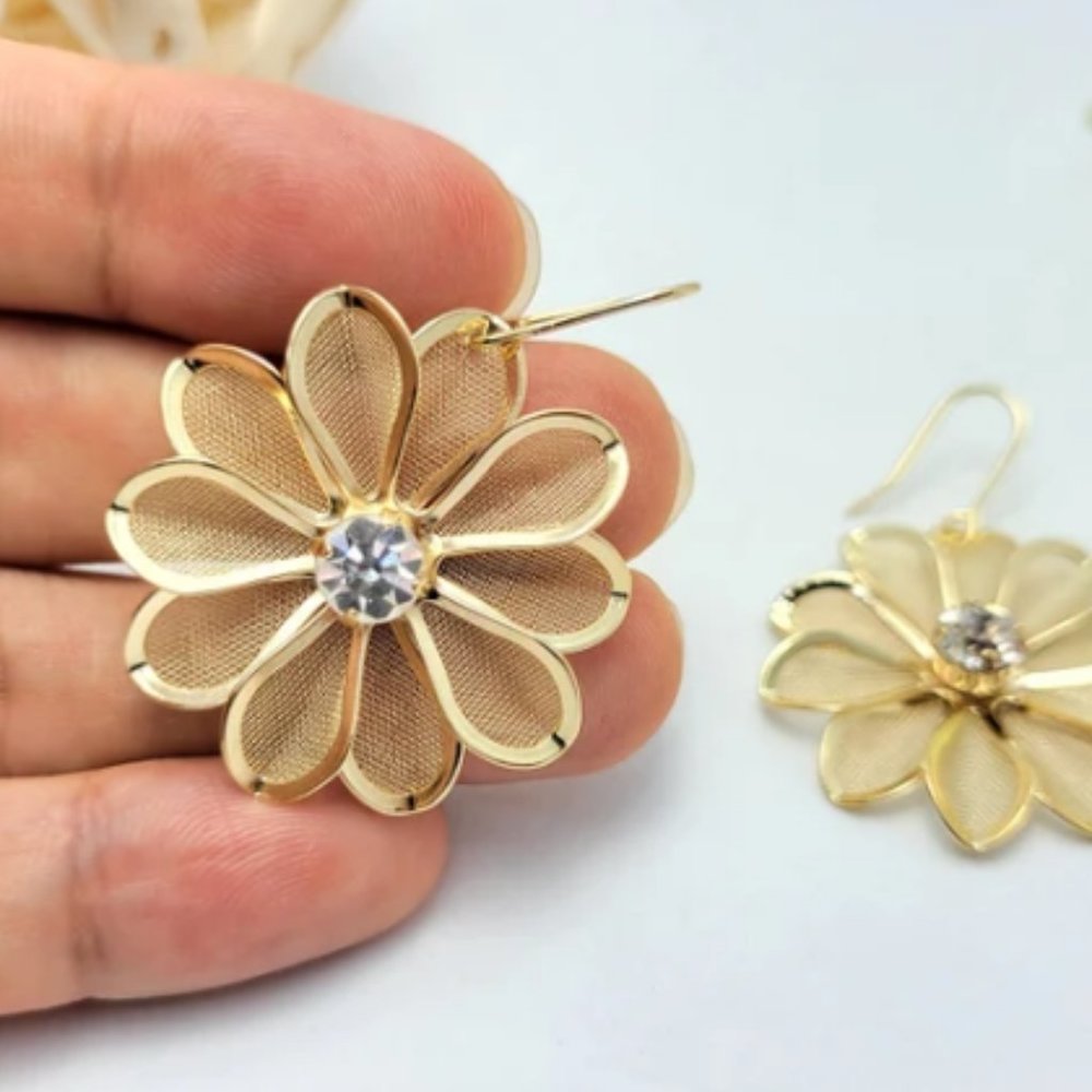 Marigold Earrings, Silver Earrings, Flower Earrings, Dangle Earrings, Gifts for